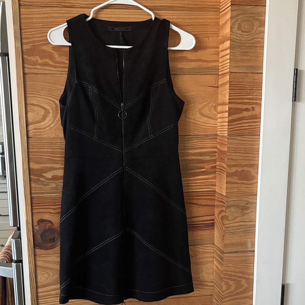 BCBG Black Sleeveless Mini Dress with Stitch Detail